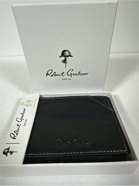 Chic Robert Graham Black Leather Wallet with Stitch Accents